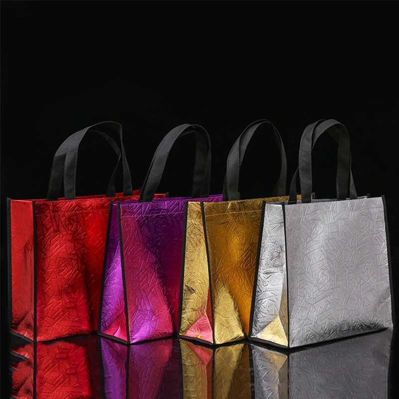 S/L Size Laser Shopping Bag Foldable Eco Bag Large Reusable Shopping Bag Tote Waterproof Fabric Non-woven Bag No Zipper