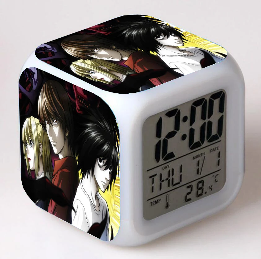 Anime Death Note Cartoon führte 7 Farben Blitz digitale Wecker Nachtlicht Schlafzimmer Schreibtisch Uhr Wecker Despertador