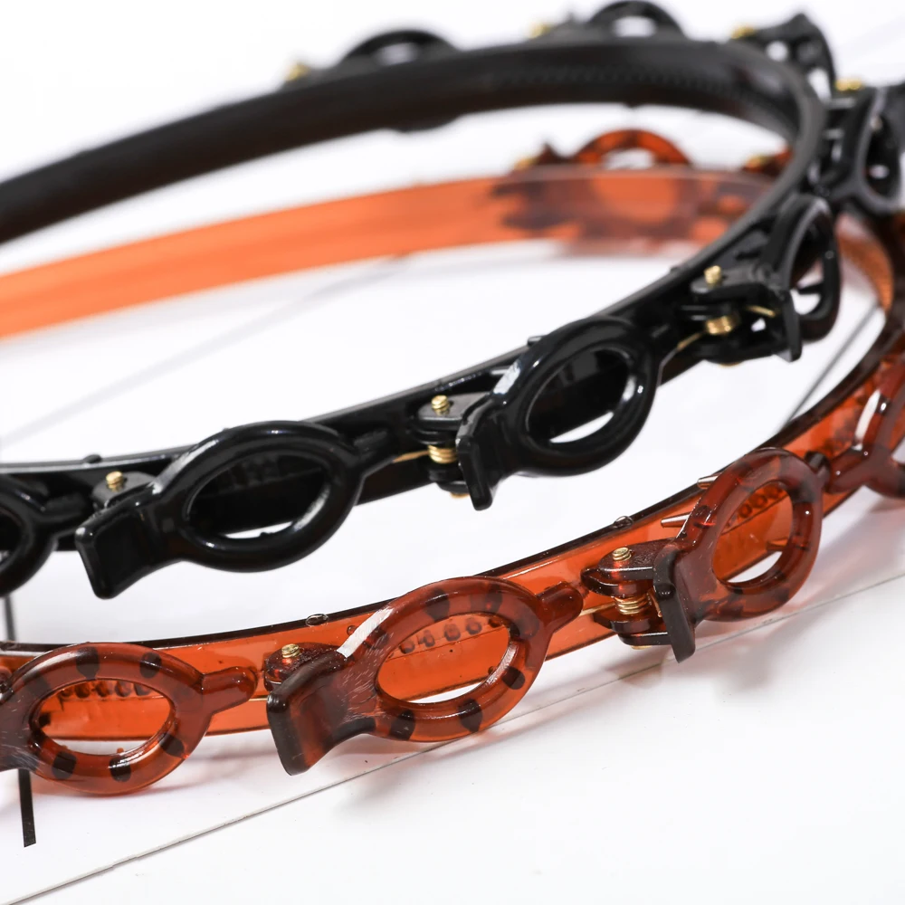 Doppelschicht Bands Clip Haarbänder Mode Kunststoff Geflochtenes Stirnband Punk Neue Stricken Damen Kopfbedeckung Haarschmuck Perle – Detail 7