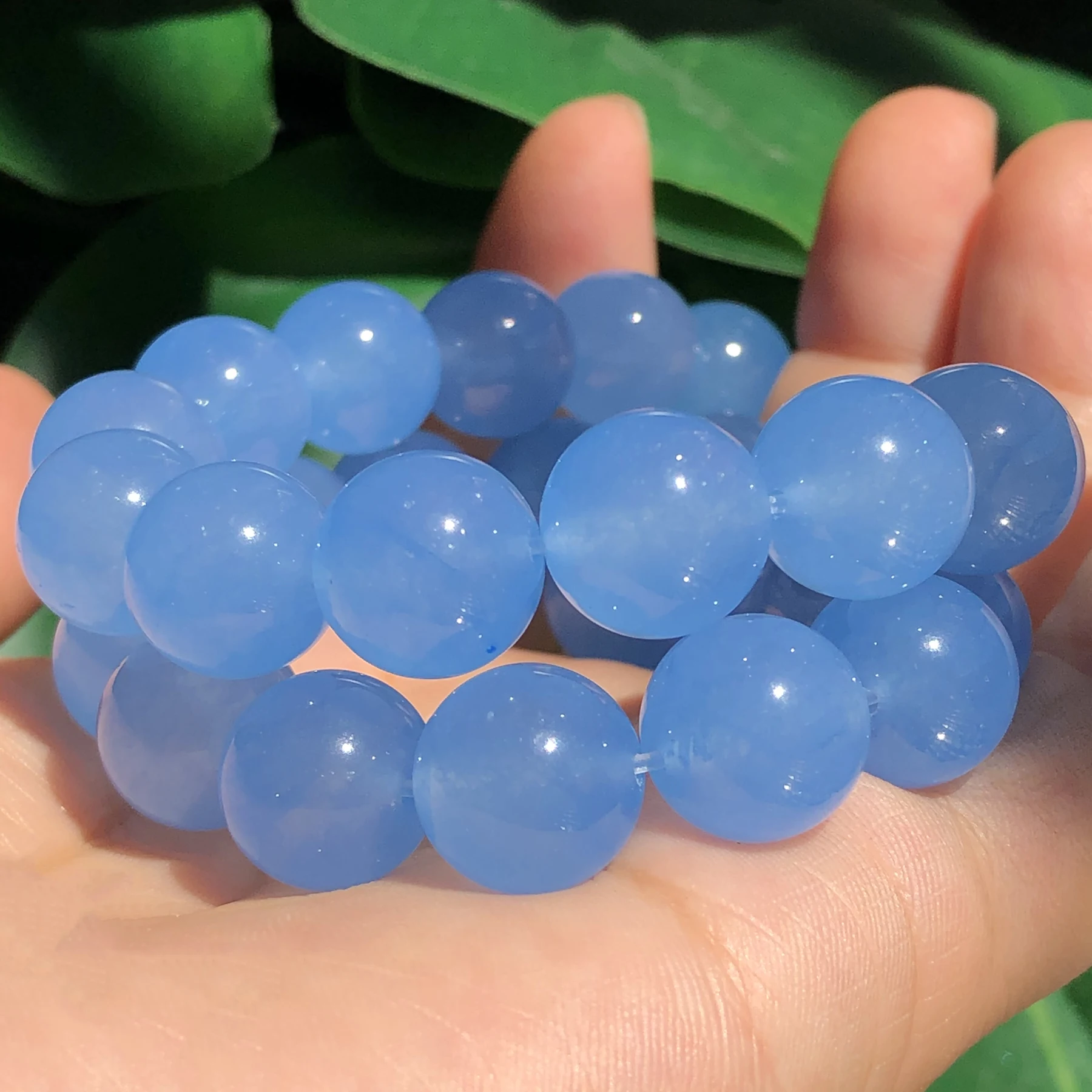 Natural Stone Blue Chalcedony Jades Beads Loose Spacer Beads For Jewelry Making DIY Bracelet Necklace 4-12mm Pick Size wholesale