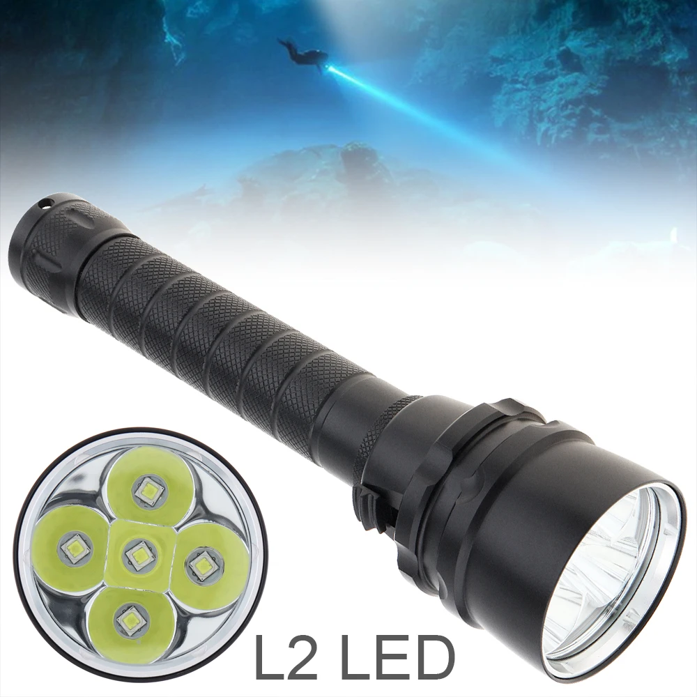 Super Bright Diving Flashlight IPX8 Highest Waterproof Lamp Professional Dive Light 200M Underwater Torch 10000 LM Scuba Lantern