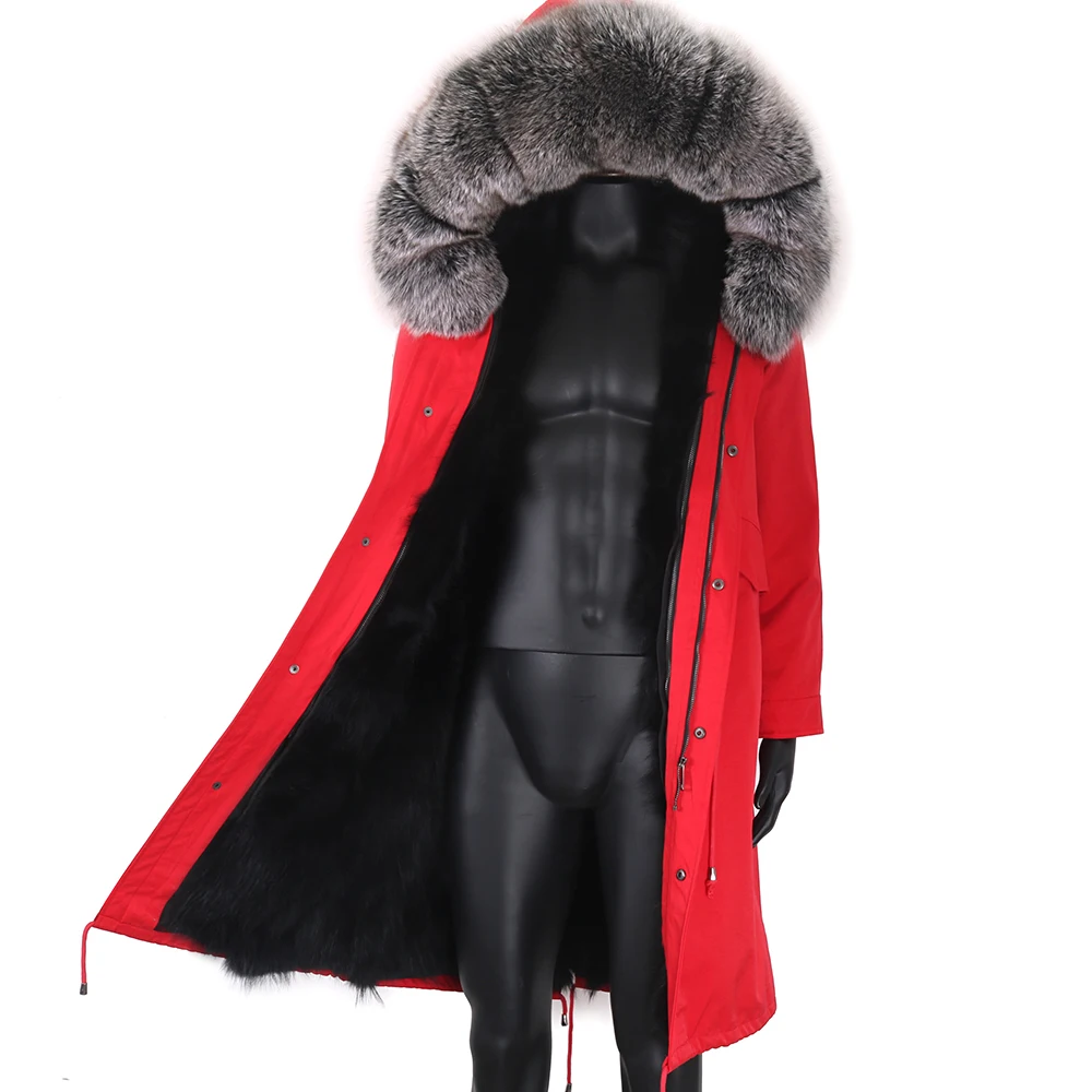 7XL Waterproof X- Long Jacket Men Parkas Winter Man Raccoon Fur Collar Real Fox Fur Coat Fox Fur Lined High Street Men Jacket