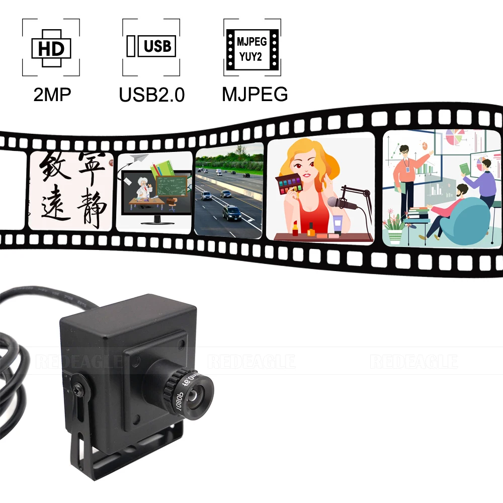 REDEAGLE HD 2MP Mini USB Webcam OV2710 Sensor 30fps High Speed 1080P UVC OTG USB2.0 Box Security Video Camera With 6mm 12mm Lens