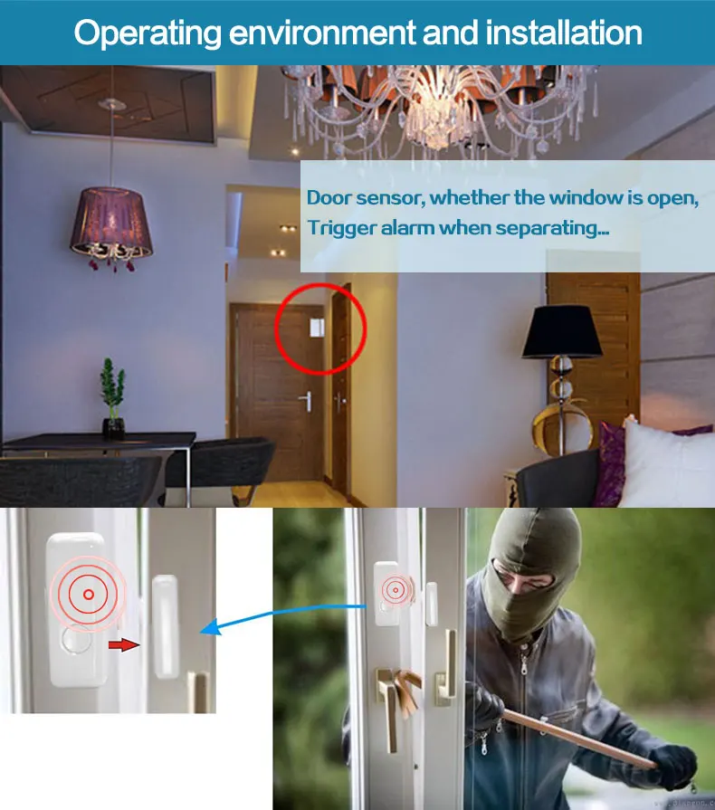 MULO Door Window Sensor Detectors Compatible with 433MHz Wireless Alarm System PG107 PG106