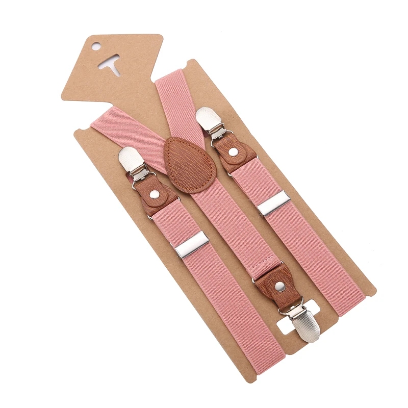 Adjustable Kids Suspenders with 3 Clips Elastic Braces Microfiber Leather 2.5cm Slim Fit Children's Fashion Accesso