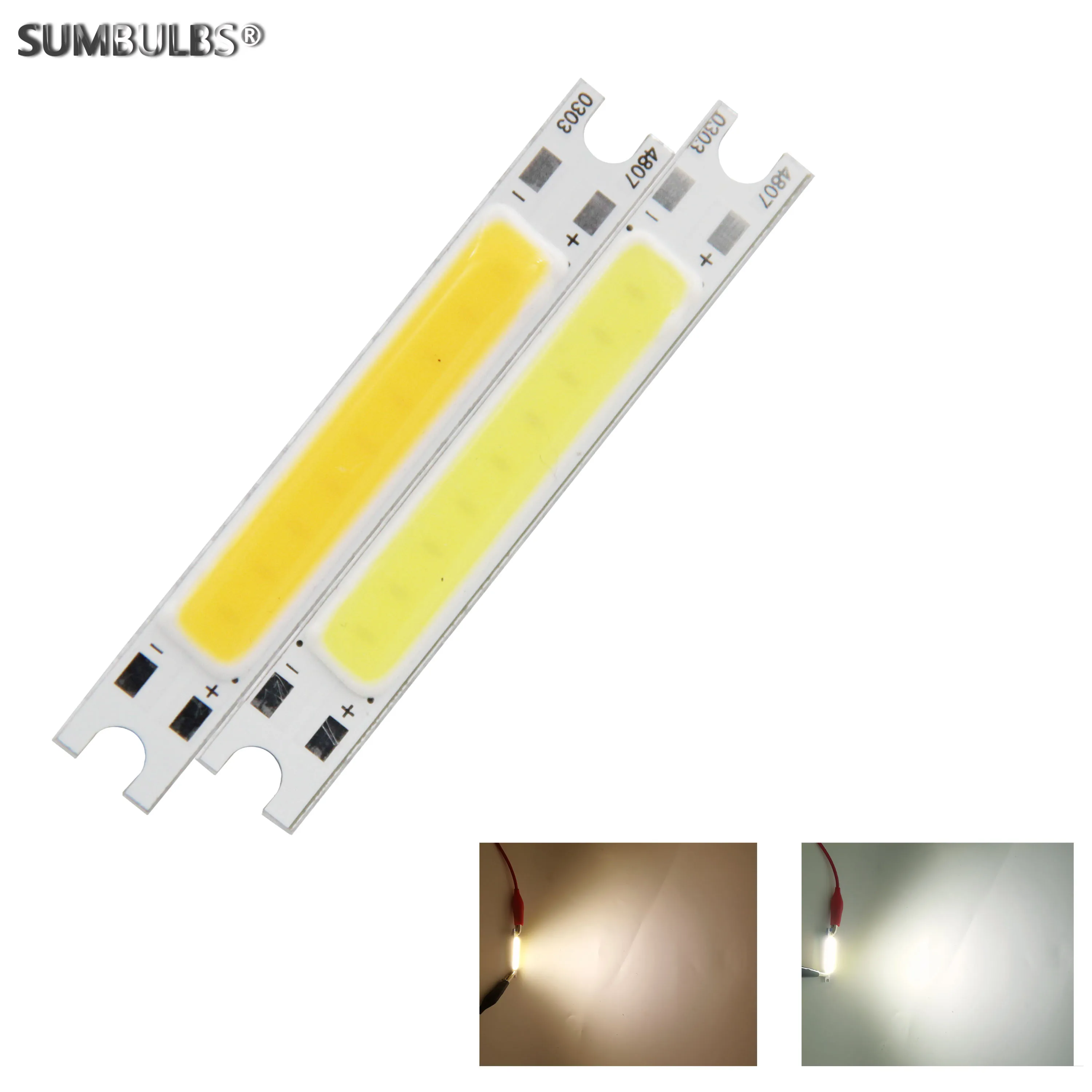 

LED Wall Lamp Light Source 48x7mm 3W 9v DC 300mA COB Bulb Chip on Board Bar Strip for DIY Table Desk Lamp