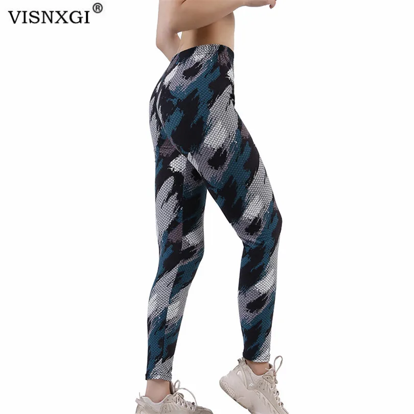 

VISNXGI Women Camouflage Print Leggings High Elastic Push Up Gym Sport Fitness Running Snake Pattern Female Gym Pants Bottom