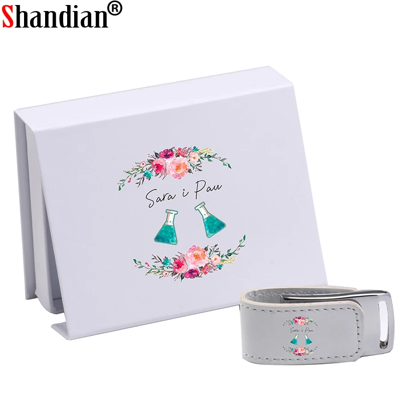 

SHANDIAN Custom Logo USB 2.0 Flash drive 64GB 32GB 4GB 8GB 16GB memory stick Carton Pen drive Leather Gifts Box 128GB Pendrive