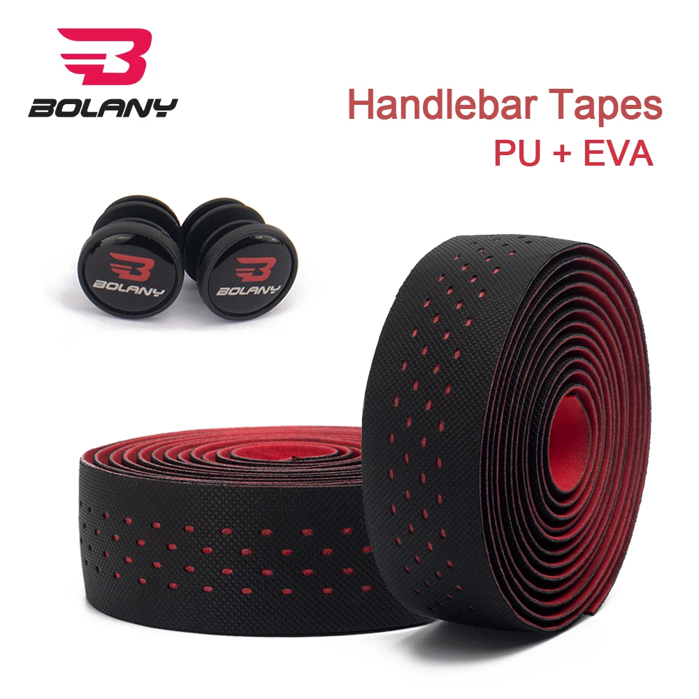 Bolany Bike leather Handlebar Tapes With Bar Plugs Soft breathable Anti-slip PU EVA Belt Cork Road