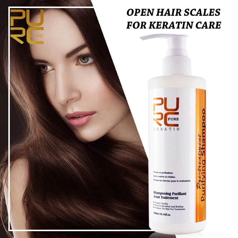 PURC Straighten Hair Before Keratin Shampoo Hair Cleaning Purifying Scalp Treatment 300Ml Professional Curly Hair Repair Damaged