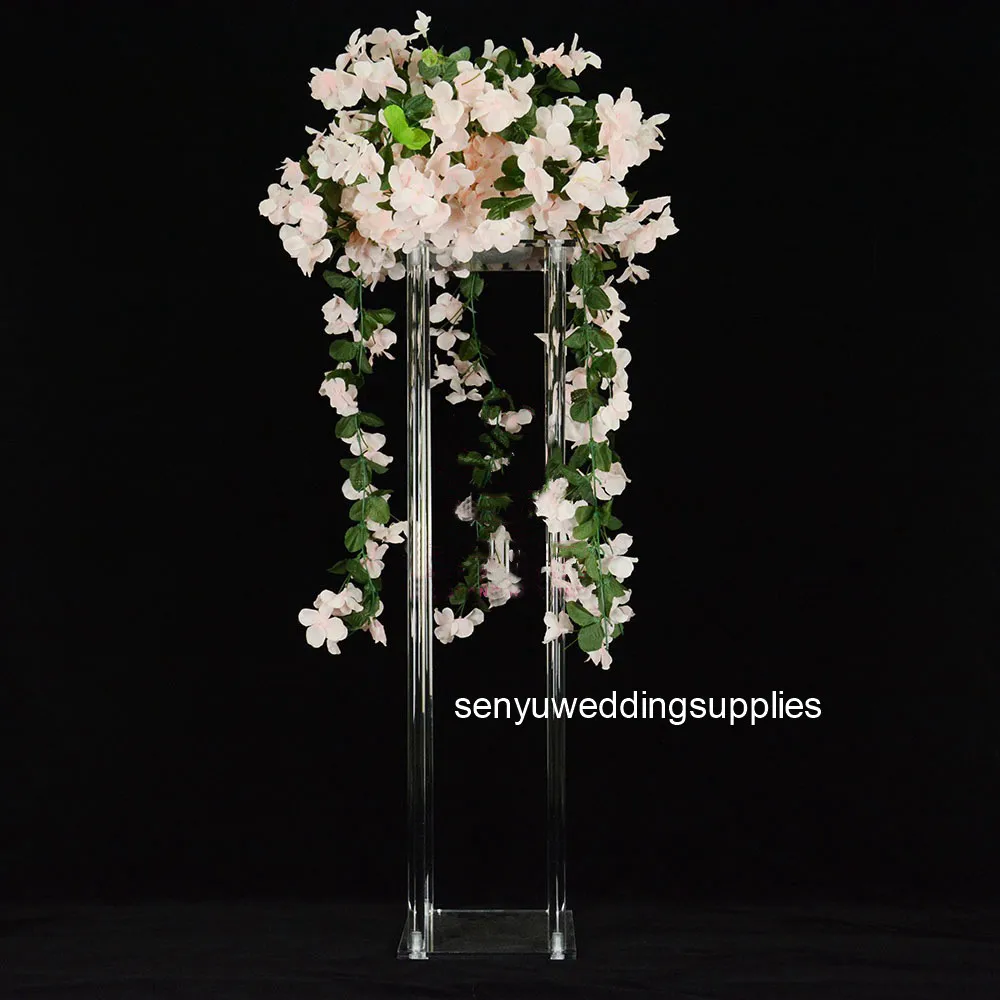 10pcs Acrylic Elegant  Tall Wedding Flower Stand Clear Pillar Decorative Vases Rectangular Wedding Centerpiece Event Party