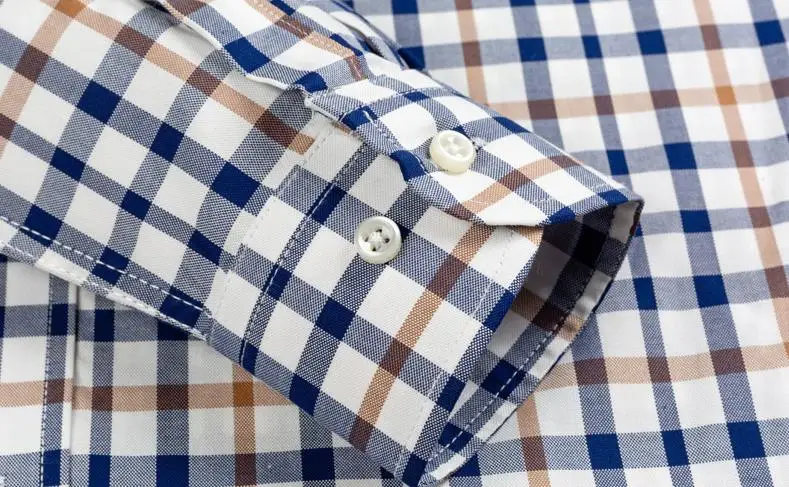 8XL 100% Cotton Oxford Striped Plaid Longsleeve Shirt for Men Dress Shirts High Quality Pure Color Business Button Up Shirt