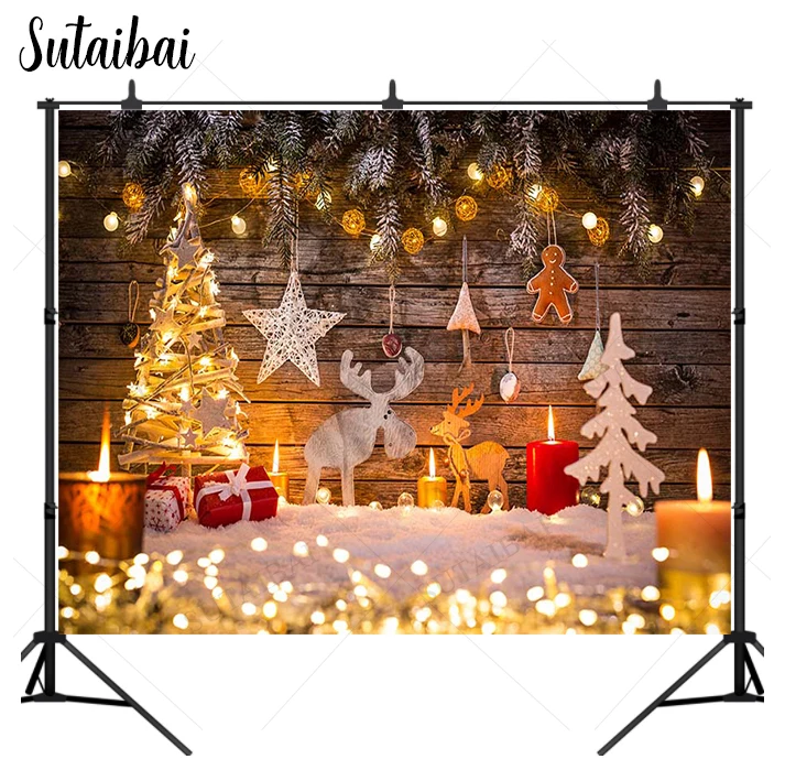 Winter Christmas Background Photo Tree Holiday House Snowflake Snowy New Year Baby Birthday Party Portrait Photo Background