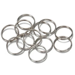 50pcs 304Stainless Steel Key Ring Connector Findings for DIY Keychain Making 10/12/18/20mm Douple Loop Circle Bezel Accessories