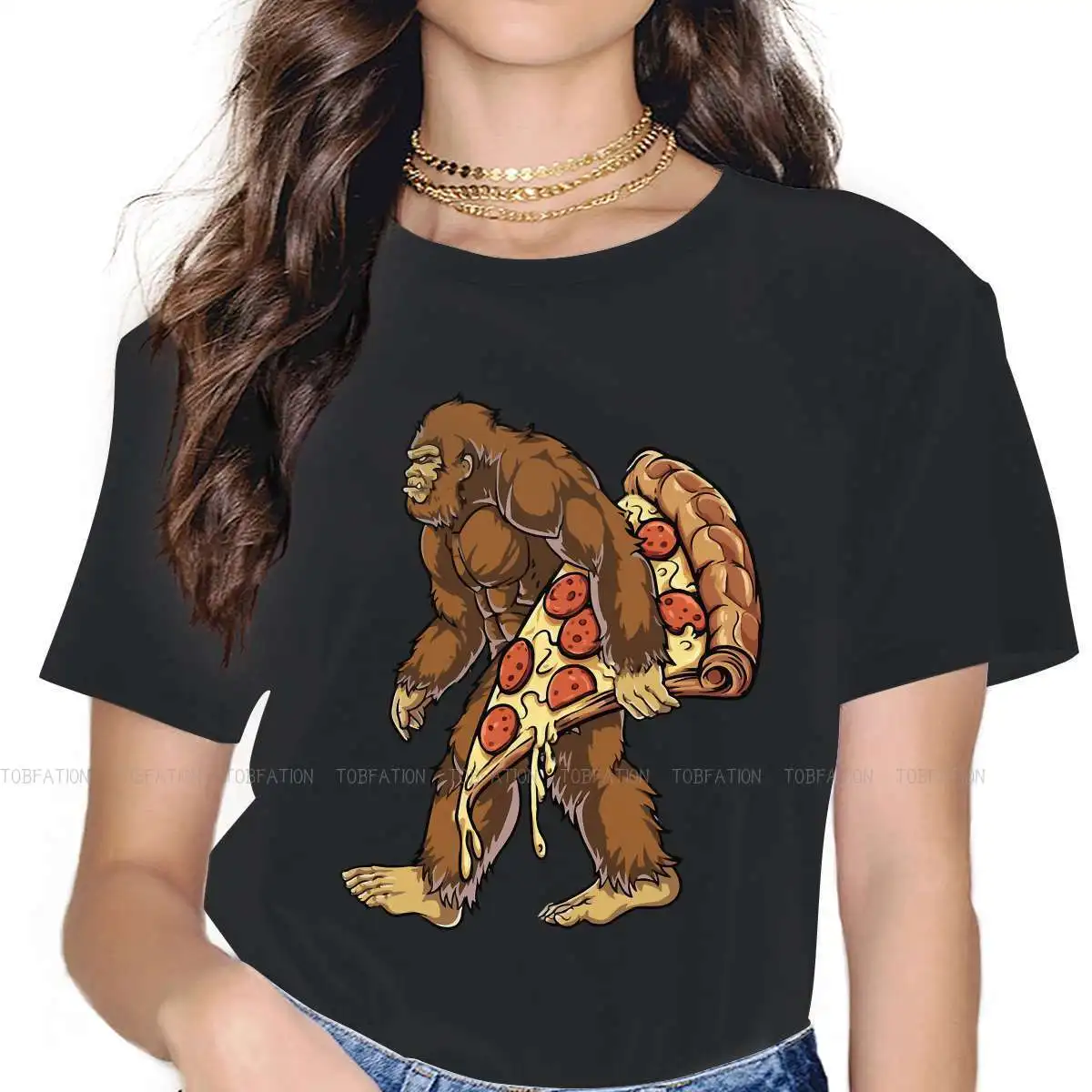 Bigfoot Pizza Unique TShirt for Girl Hiking Hillwalking Outdoor Sports New Design Gift Clothes  T Shirt Stuff Ofertas