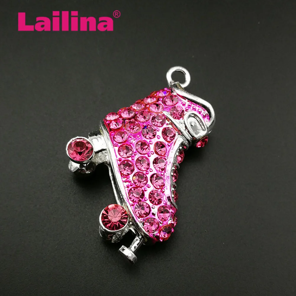 1pcs High Quality 3D Rhinestone Crystal Roller Skate Pendant