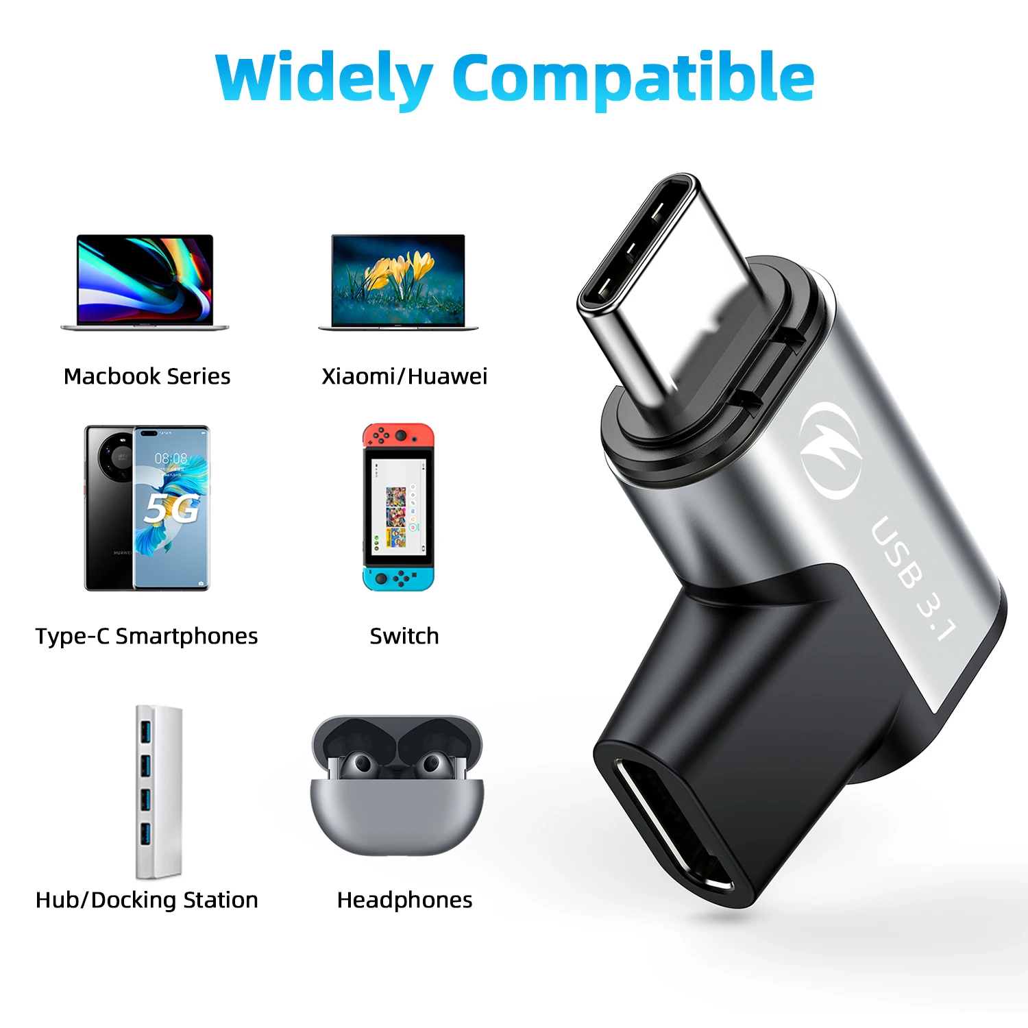 Usb3.1 Từ USB C Adapter 10Gbp PD 100W Sạc Nhanh Kết Nối Loại C Đồng Bộ Dữ Liệu 24 Chân 4K @ 60Hz Nam Châm USB Type C