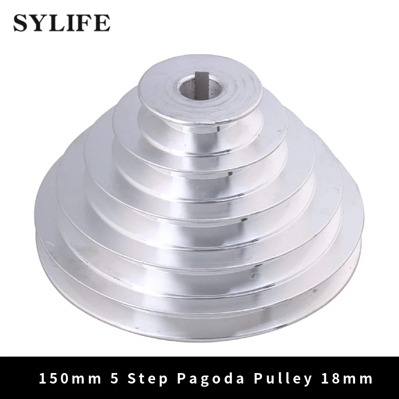 

54mm-150mm Outter Dia 18mm Bore Width 12.7mm Aluminum 5 Step Pagoda Pulley Belt for A Type V-Belt Timing Belt