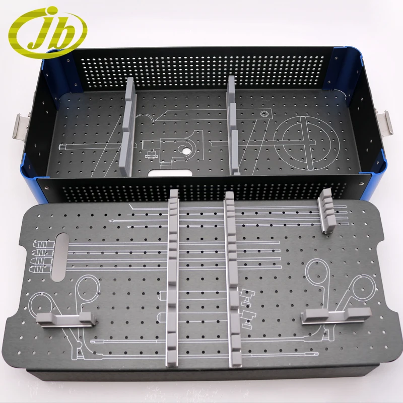 Caja de desinfección médica, instrumento quirúrgico, soporte de la caja de desinfección de laringoscopio, aleación de aluminio de doble cubierta