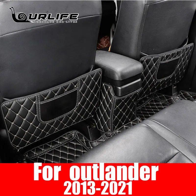 Car armrest box Back row anti kicking pad holster Artificial Leather   for MITSUBISHI outlander 2013-2019 2020 2021 Accessories