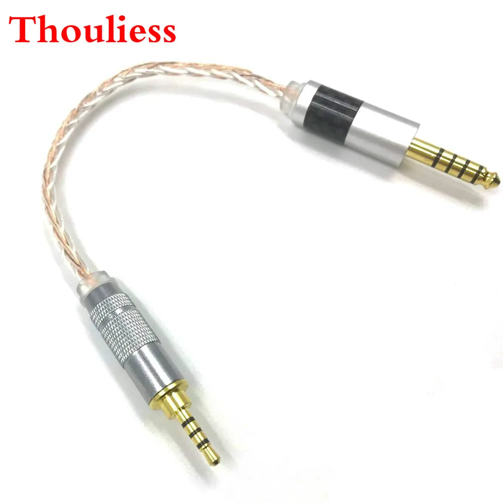 Thouliess 2.5mm TRRS Balance Male to 4.4mm Balance Male 8 Croes Single Crystal Cooper Silver Mixed Audio Male to Male Aux Cord