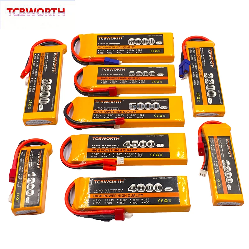 2S RC LiPo Battery 7.4v 1800 3800 4200 5200 6000mAh 25C 35C 60C For RC Toy Airplane Drone Helicopter Car 7.4V Battery AKKU