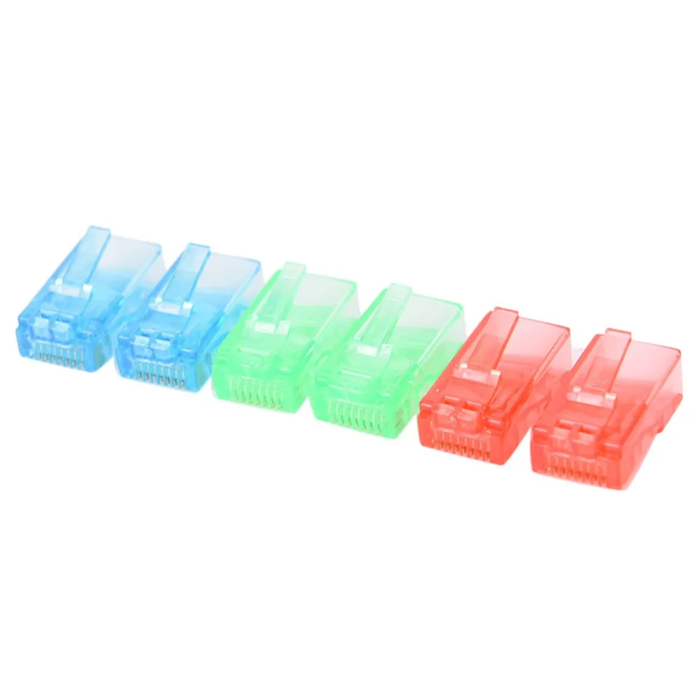 10 Buah RJ45 Kabel Jaringan Steker Modular Warna-warni Steker Konektor LAN Ujung 8P8C CAT5 CAT5E