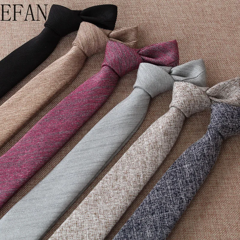 

Mens Tie Narrow Version of Cotton and Linen Necktie Male 6cm Formal Wear Business Casual Professional Work Check Father's Gift