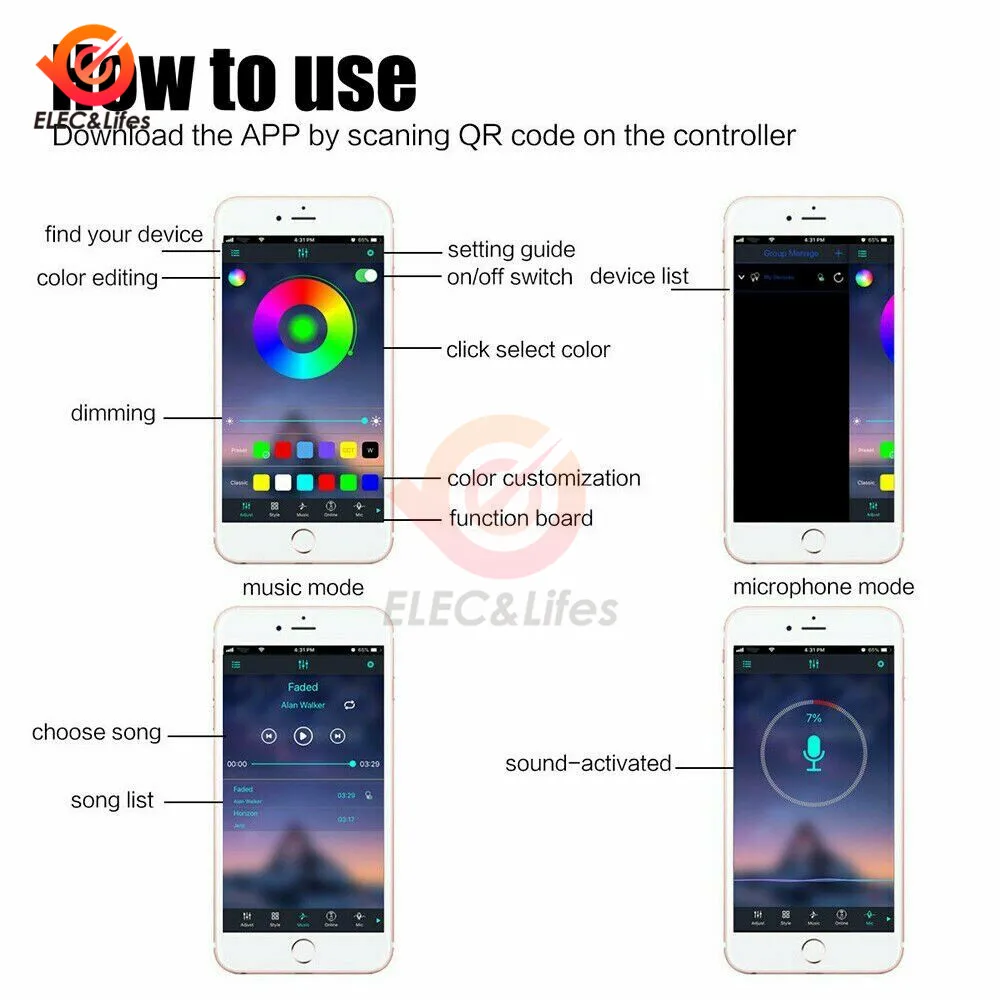 DC 5V USB LED Strip 5050 SMD RGB 1M 2M 3M 4M 5M Bluetooth APP Control luce flessibile TV sfondo luce RGB LED Tape 30LEDs