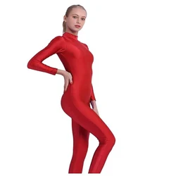 Speerise-Unitard à col haut pour femme, justaucorps complet une pièce, vêtements de danse de ballet à manches longues, fermeture éclair, adulte