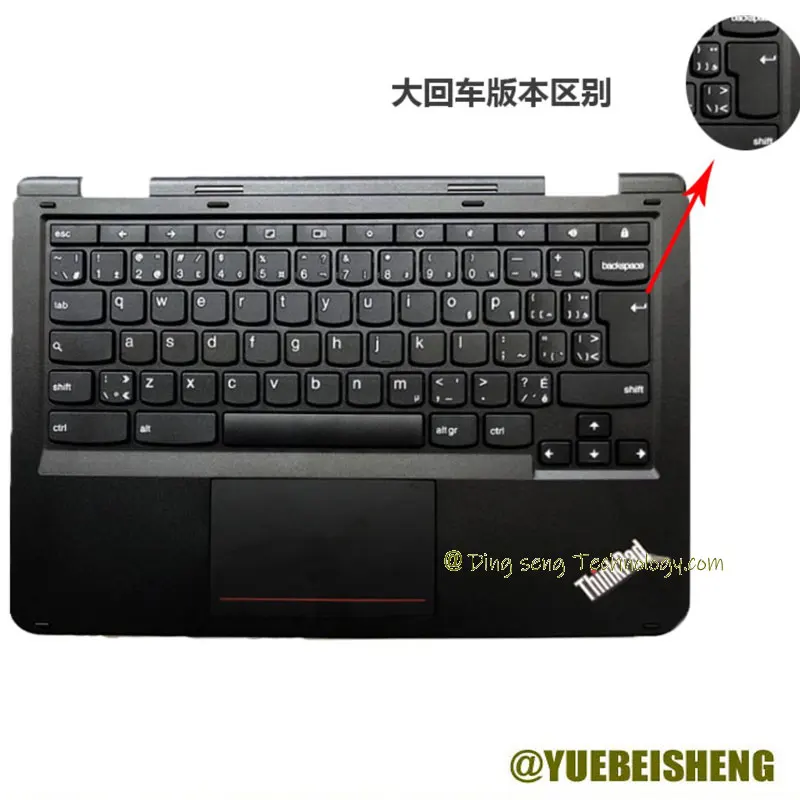 

YUEBEISHENG New for Lenovo ThinkPad Yoga 11e 11E 4TH GEN Chromebook palmrest EUR keyboard upper cover Touchpad