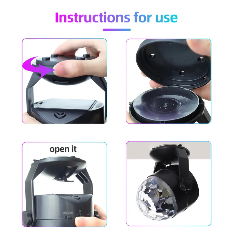 Portable Sound Activated Party Lights Battery Powered/USB Plug in Strobe Stage Par Light for Car Room Dance Parties Xmas Wedding