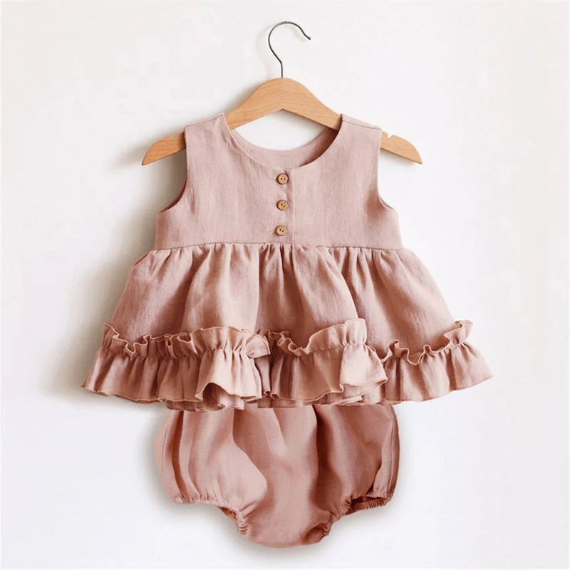 Baby Clothes Girl Set Sleeveless Summer Sleeveless Baby Dress + Short Organic Cotton Newborn Baby Shorts Baby Girl Clothes Set