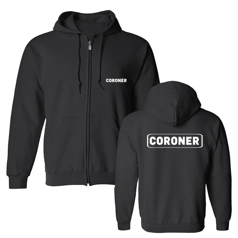 Coroner Official Investigator Law Enforcement Double-sided Men Hooded Sweatshirt Fleece Hoodies Streetwear Jacket