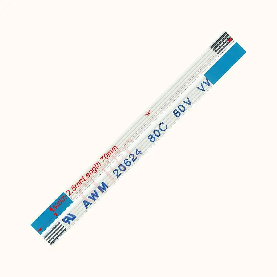 4pin 0.5pitch 70mm-500mm B-type Flexible Flat Cable FFC awm 20624 ROHS for TTL LCD DVD Computer