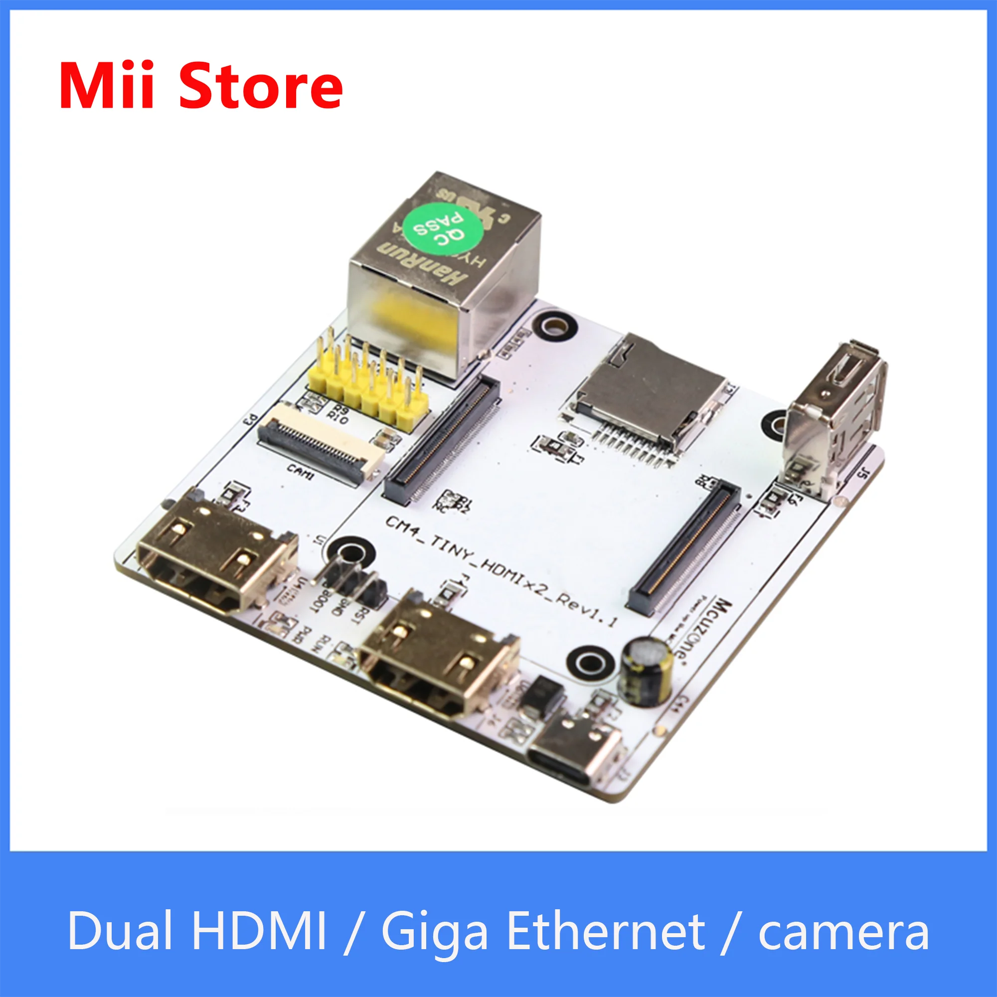 

Raspberry Pi Compute Module 4 RPi CM4_Tiny Expansion board, Dual HDMI,Giga Ethernet,camera,USB , TV KODI Player