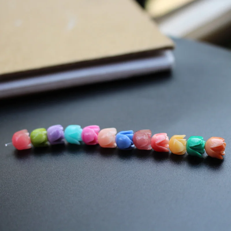 20 teile/los 7mm Künstliche Korallen Tulpen Blume Perlen Rot Farbe Cabochon Mode Perlen für Schmuck machen DIY zubehör – Detail 17