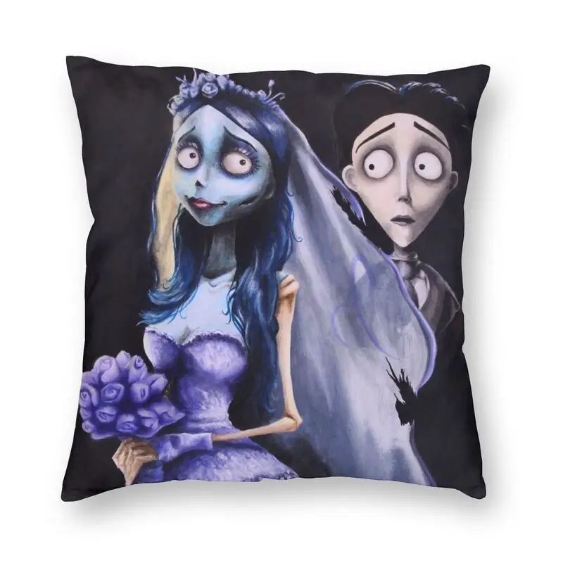 Halloween Film Corspe Bride Cushion Covers Sofa Decoration Ghost Tim Burton Square Pillow Case 40x40