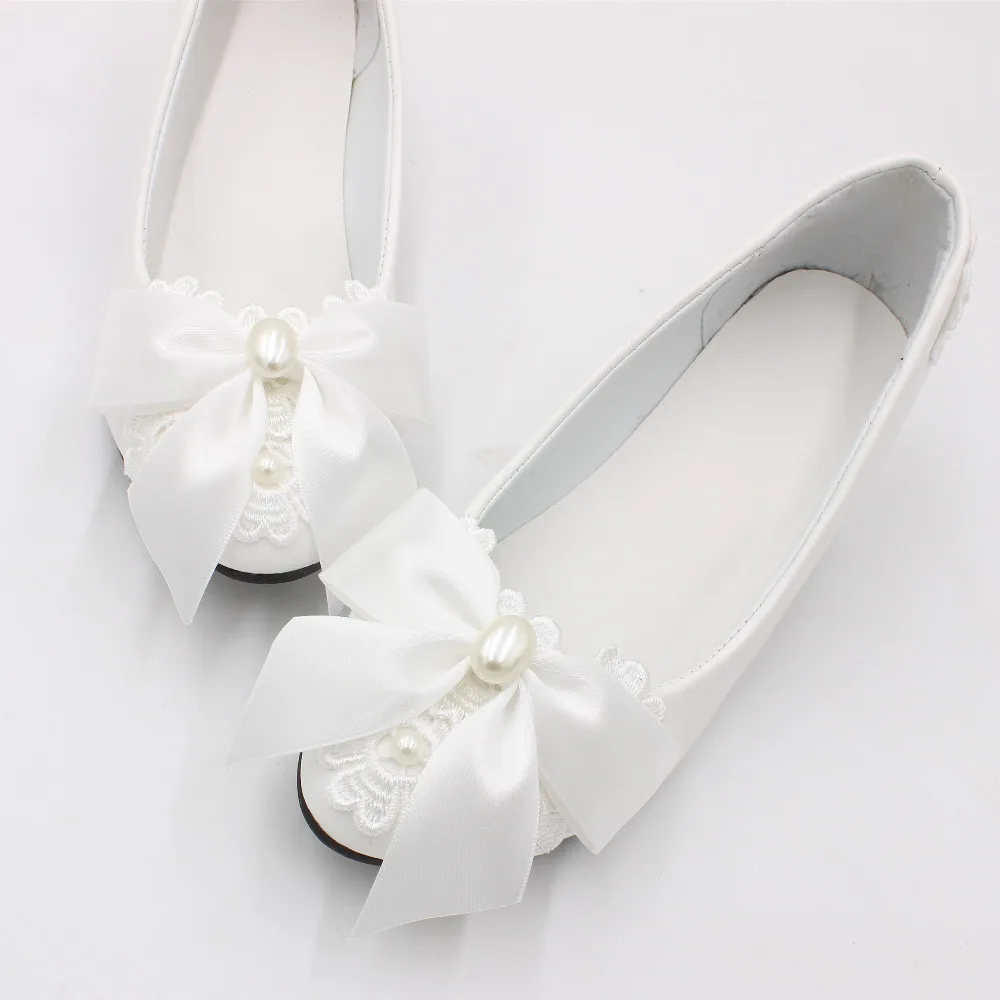 New bowknot women\'s shoes white bridal shoes low heel bridesmaid shoes shallow mouth youth large wedding shoes BH2105