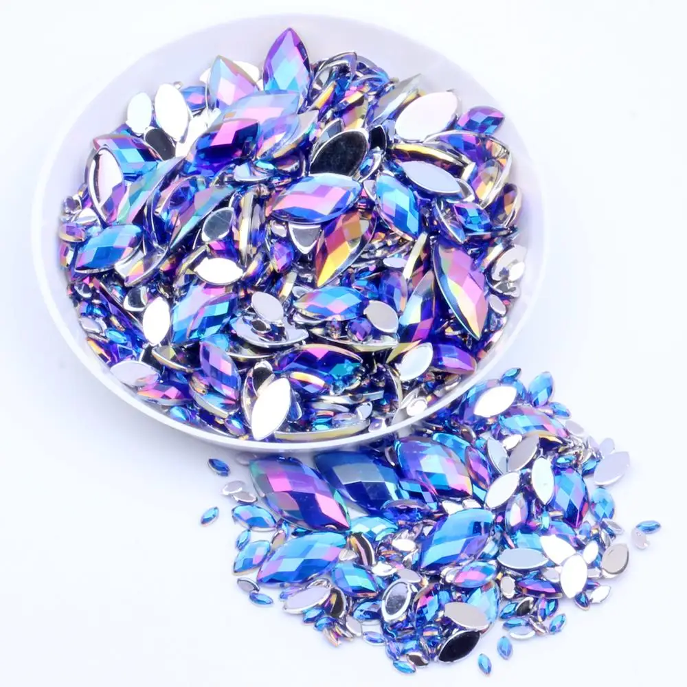 

Craft DIY Gems 3x6mm 10000pcs AB colors Flatback Marquise Earth Facets Acrylic Rhinestone Strass High Shine Nail Art Decorations