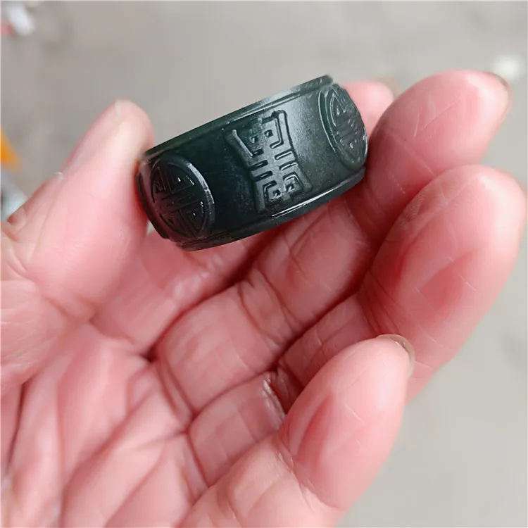 100% real jade natural handmade hetiangreen jade ring male and female jade ring jade gift rings brand men