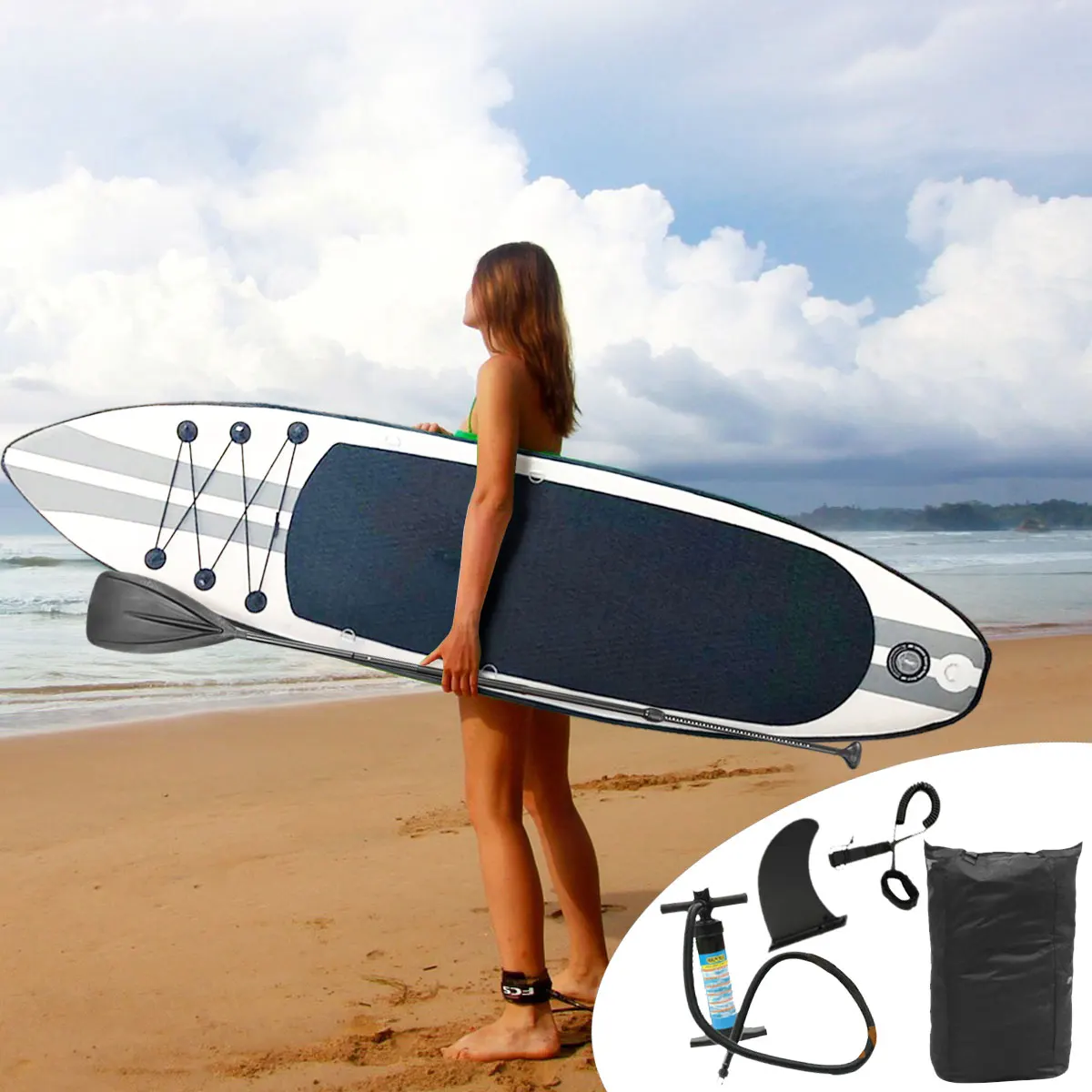 

Inflatable New 2021 version upgrade Super trip stand up paddle board sup surfing inflatable board 305 x 76 x 15cm