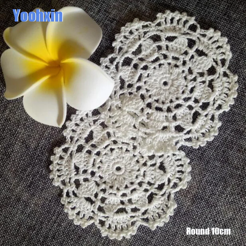 Modern Lace Cotton Table Place Mat Dish Round Glass Pad Cloth Crochet Drink Placemat Cup Mug Tea Coaster Handmade Doily Kitchen