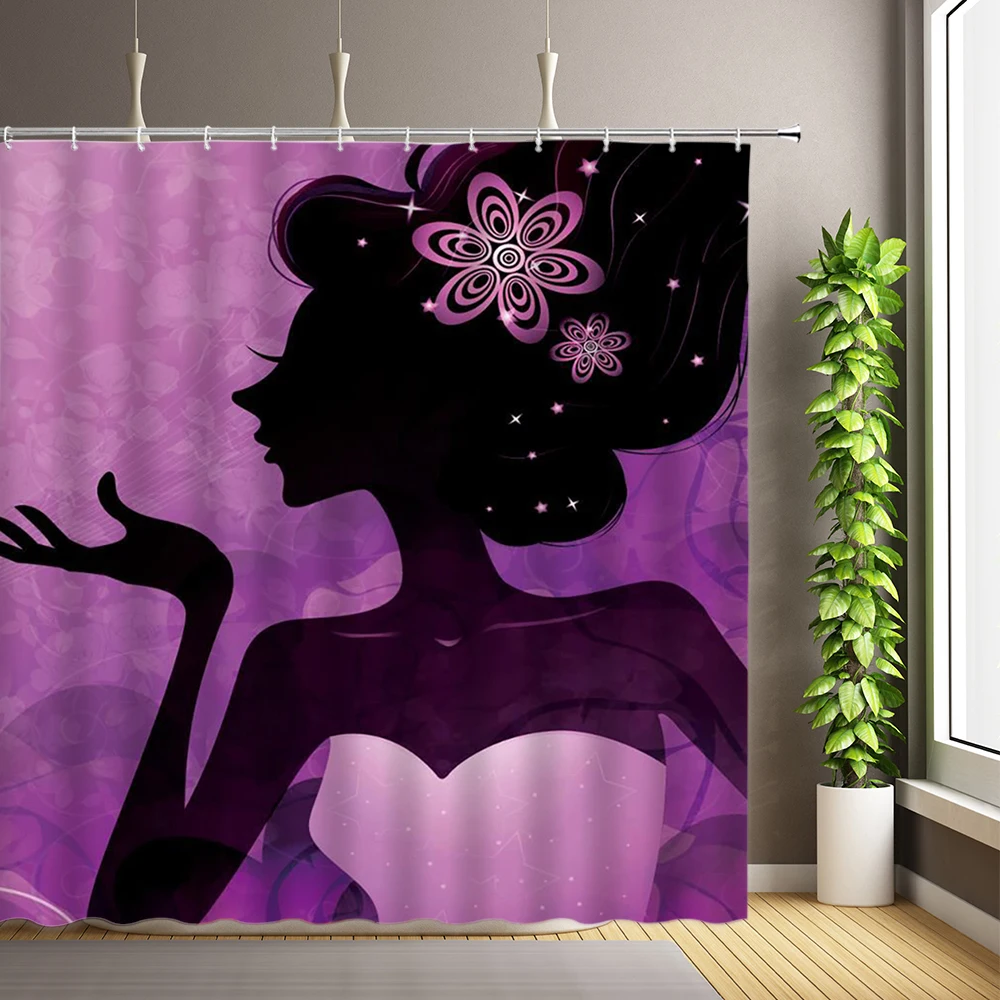 

Fashion Pretty Girl Shower Curtains Bathtub Decor Screens waterproof polyester fabric washable bathroom Bath Curtain With hooks