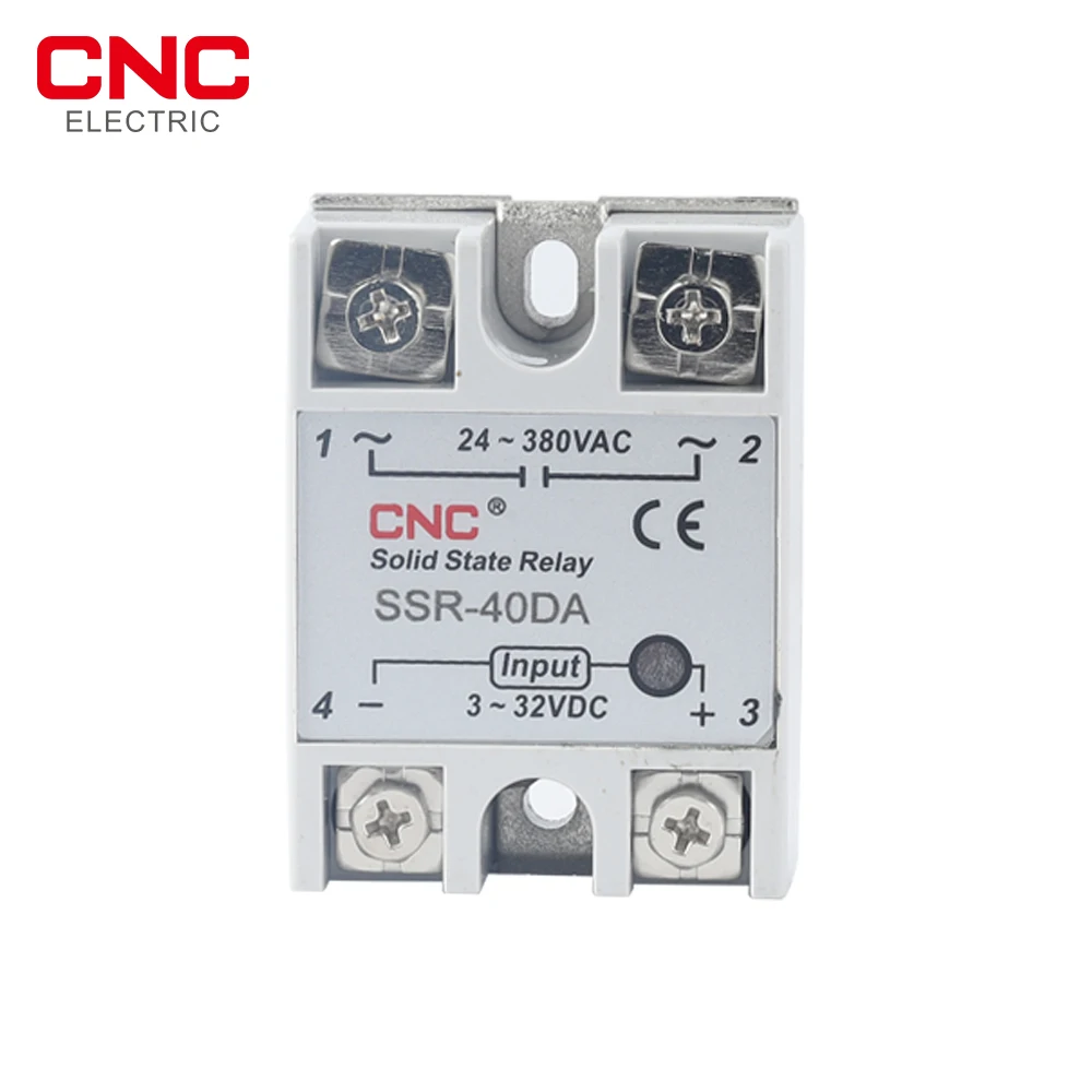 CNC Solid State Relay SSR 10DA 25DA 40DA DC Control AC White Shell Single Phase Without Plastic Cover 3-32V Input DC 24-380V