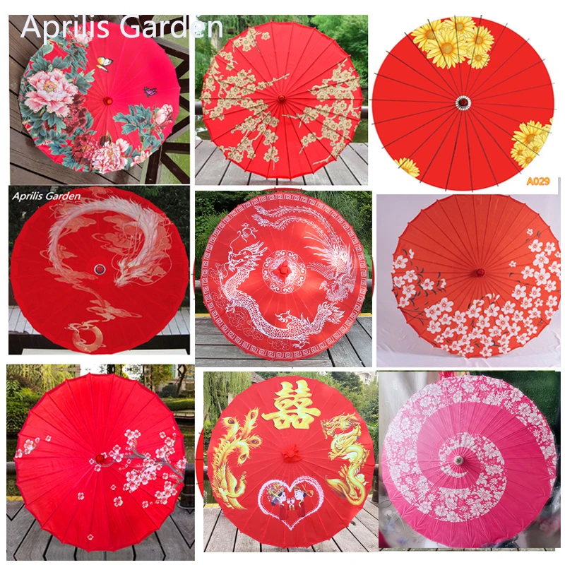 Wedding Red Oiled Paper Umbrella Hanfu Umbrella Woman Chinese Style Wedding Silk Umbrella Decoration Parasol Paraguas Sombrilla