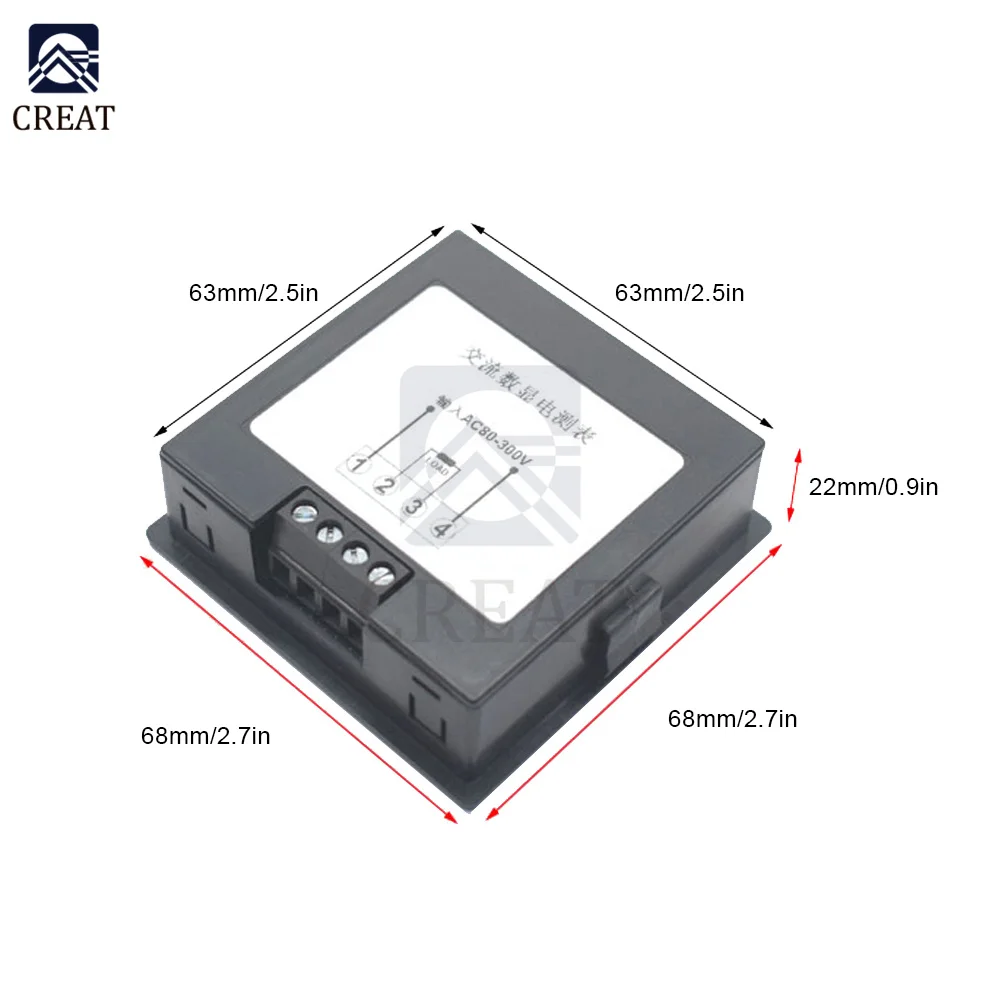 LCD Digital Display AC Voltage Current Power Frequency Meter Power Factor Meter AC80-300V Monitor Household Multi-function Meter