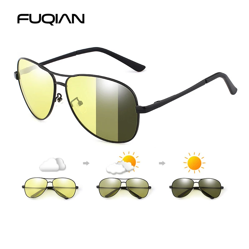 Classic Pilot Photochromic Sunglasses Men Women Fashion Chameleon Polarized Sun Glasses Male Driving Change Color Night Vision