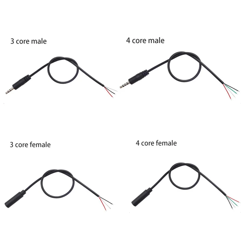 1/5pcs 3.5MM 2 3 Pin 4 Core Male Female Audio Extension Cable Aux connector Head Line 3.5mm mono Stereo 3 4 wires diy Audio 1M