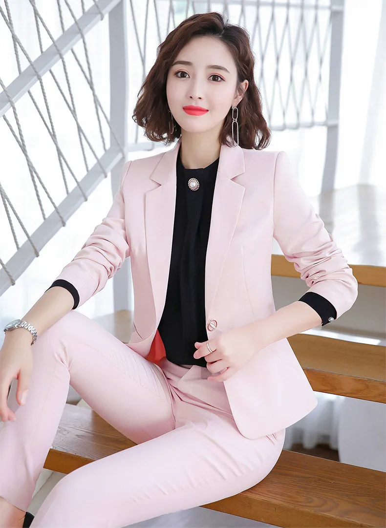 2025 elegante rosa calça ternos calças femininas blazer conjunto senhora do  escritório 2 peças define negócios trabalho wear roupa formal roupas  femininas - AliExpress, image size:790x1081